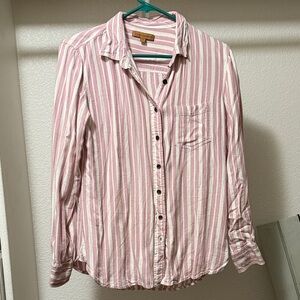 JACHS Girlfriend Pink and White Striped Shirt